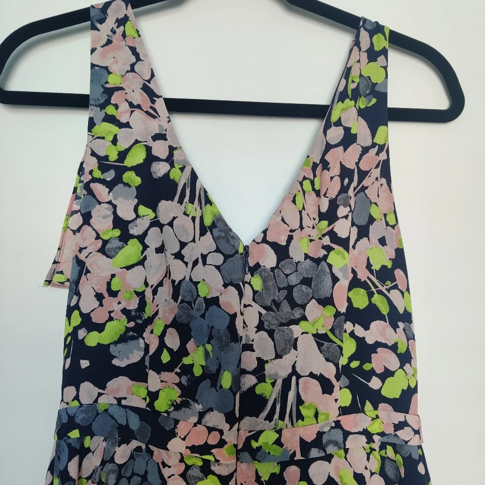 *BCBGMAXAZRIA Jessica Floral Handkerchief Hem Dress Navy Ink Floral Sleeveless S - Picture 6 of 9